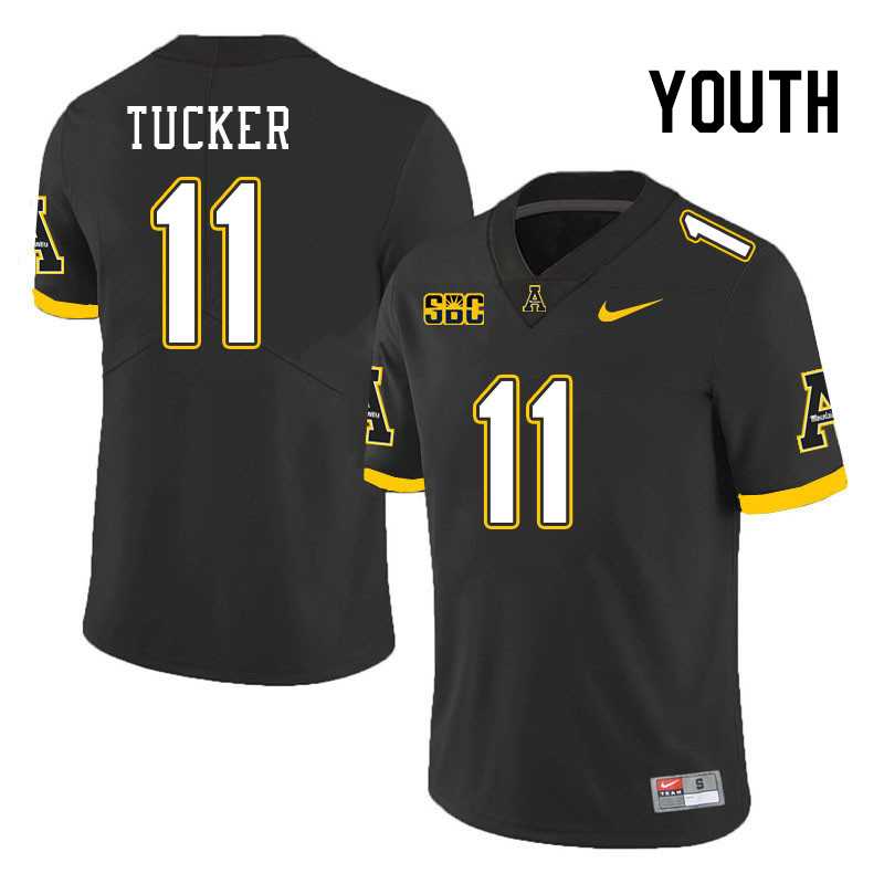Youth #11 Grant Tucker Appalachian State Mountaineers College Football Jerseys Stitched Sale-Black